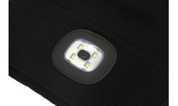 Cap BLACK with LED flashlight USB charging