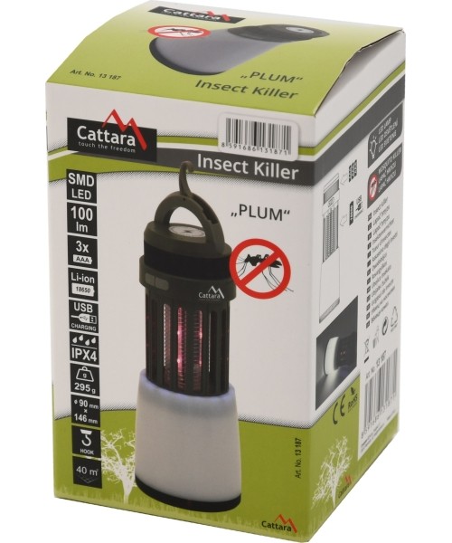 Flashlight PLUM retractable rechargeable + insect catcher