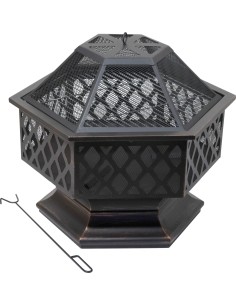HEXAGON copper patina fireplace with lid