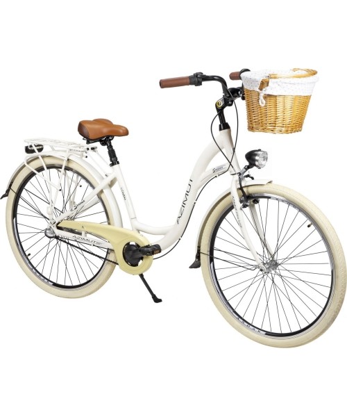 Dviračiai jaunimui ir suaugusiems : Dviratis AZIMUT Sarema ALU 28" 3-speed 2023 light cream shiny