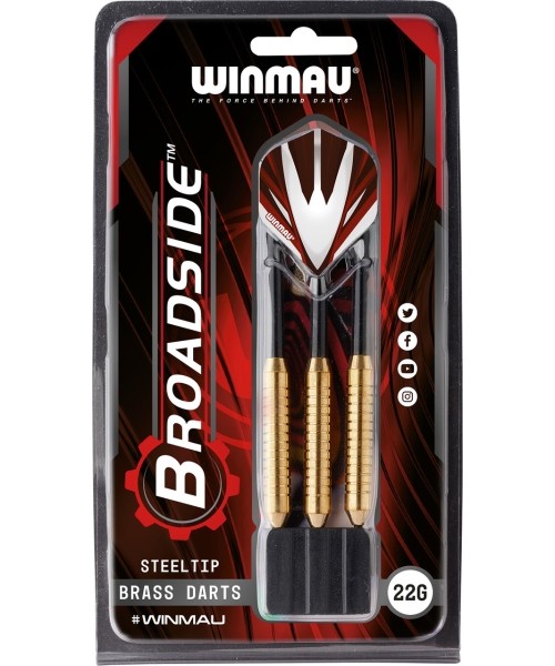 Smiginio strėlytės Winmau: Winmau Broadside žalvarinės strėlės 22 gramų