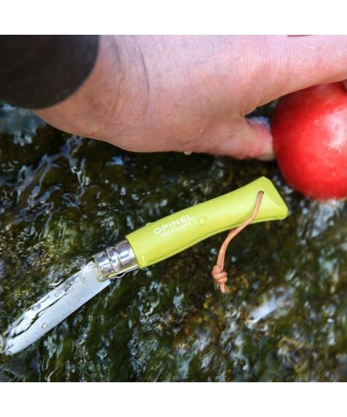 Opinel Colorama 07 inox j.green knife with thong