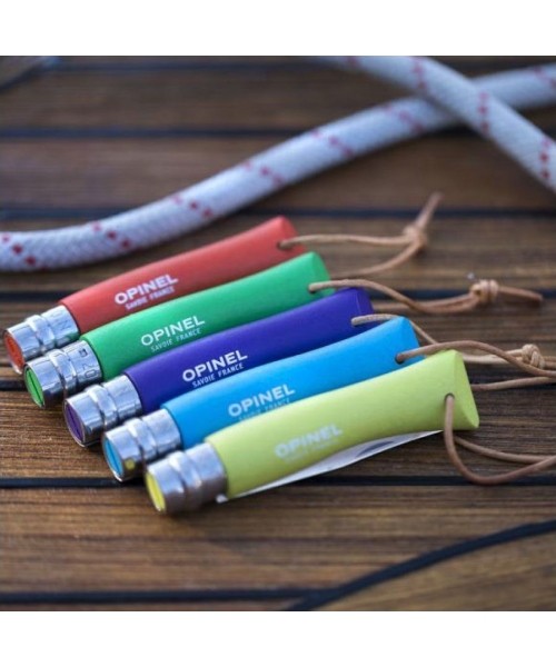 Opinel Colorama 07 inox peilis su virvute, šviesiai žalias