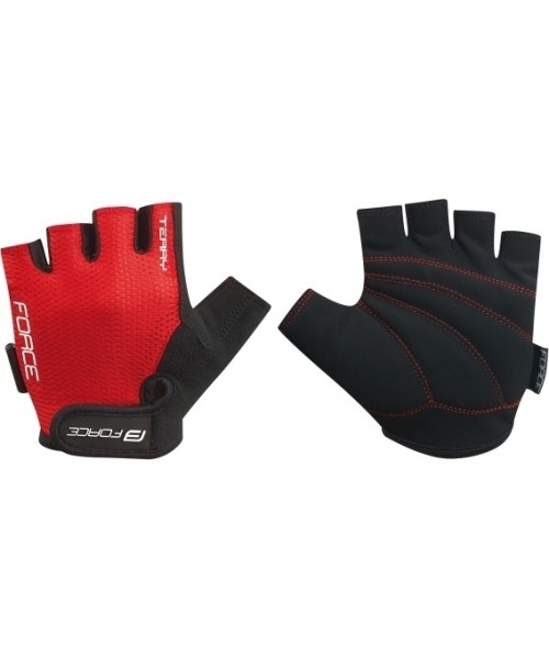 Gloves & Helmets & Accessories : Pirštinės FORCE Terry (raudona/juoda) M