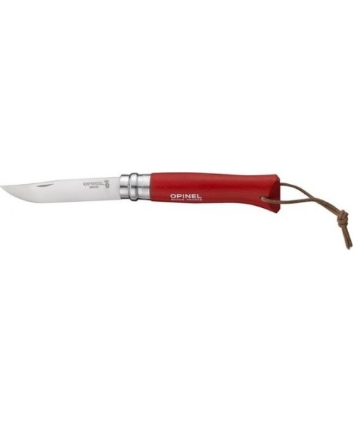 Hunting and Survival Knives Opinel: Peilis Opinel Colorama 08 Inox Grab, raudonas, su dirželiu