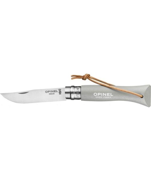 Hunting and Survival Knives Opinel: Opinel Colorama 06 inox griebtuvas pilkas peilis su dirželiu