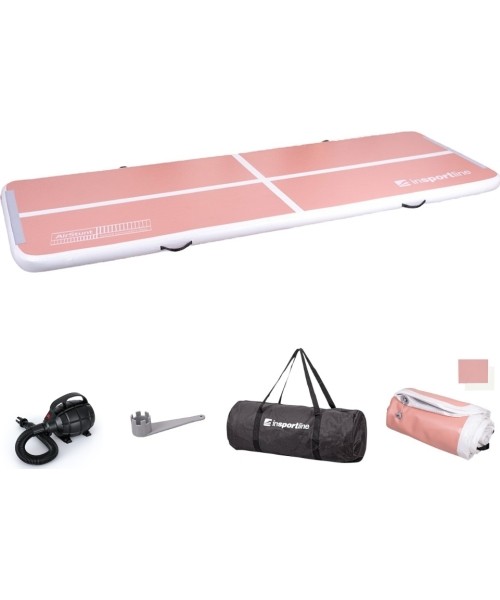 Inflatable Mats inSPORTline: Pripučiamas mankštos kilimėlis inSPORTline Airstunt 400 x 100 x 10 cm Coral Pink su elektrine pompa