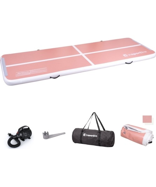 Pripučiami kilimėliai inSPORTline: Pripučiamas mankštos kilimėlis inSPORTline Airstunt 300 x 100 x 10 cm Coral Pink su elektr...