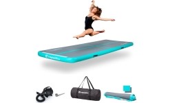 Pripučiamas gimnastikos kilimėlis inSPORTline Airstunt 300 x 100 x 10 cm, pilkas, su elektriniu siurbliu