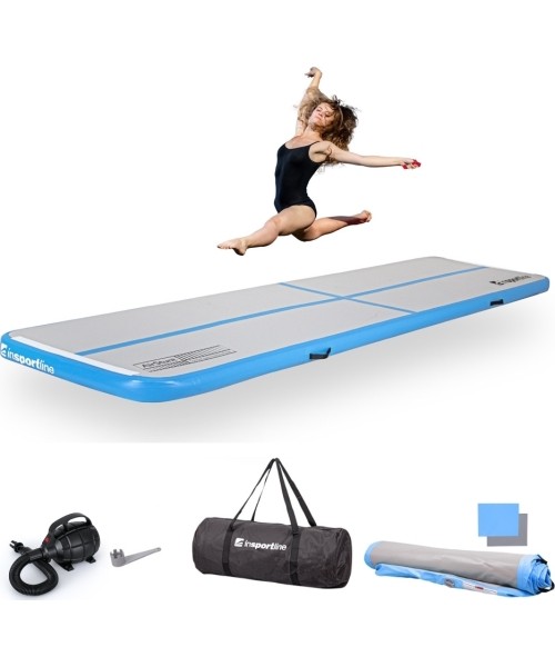 Pripučiami kilimėliai inSPORTline: Pripučiamas mankštos kilimėlis inSPORTline Airstunt 400 x 100 x 10 cm baltas su elektrine ...