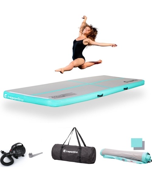 Inflatable Mats inSPORTline: Pripučiamas mankštos kilimėlis inSPORTline Airstunt 300 x 100 x 10 cm, baltas, su elektrine pompa