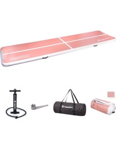 Inflatable Exercise Mat inSPORTline Airstunt 500 x 100 x 10 cm Coral Pink w/ Hand Pump