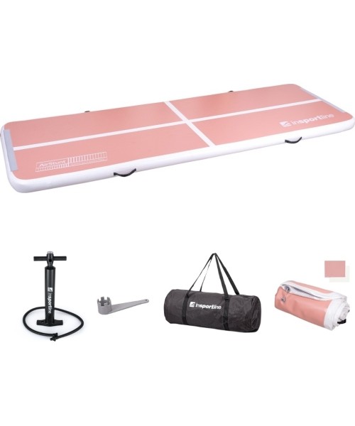 Pripučiami kilimėliai inSPORTline: Pripučiamas mankštos kilimėlis inSPORTline Airstunt 300 x 100 x 10 cm Coral Pink su rankin...