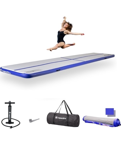 Pripučiami kilimėliai inSPORTline: Pripučiamas mankštos kilimėlis inSPORTline Airstunt 500 x 100 x 10 cm baltas su rankine pompa