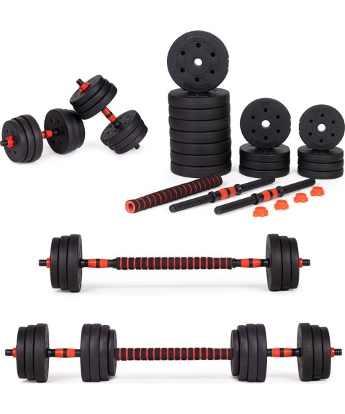 Dumbbells for Aerobics ModernHOME: Reguliuojami hanteliai 2x 15 kg štangos rinkinys 30 kg ritė