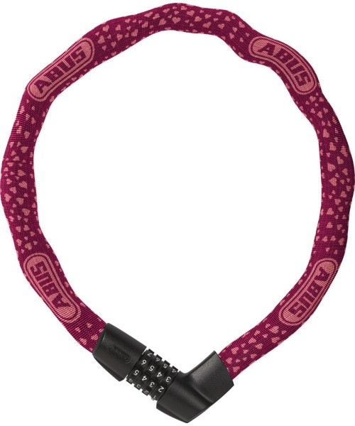 Aksesuarai bei priedai dviračiams Abus: Spyna ABUS Tresor 1385/75 cherry heart (6mm) (violetinė/rožinė)