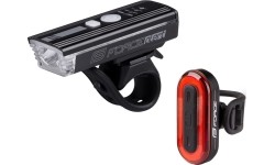 FORCE Futuro bike light set, USB rechargeable (black)