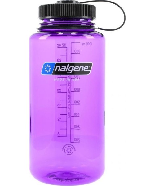Gertuvės ir puodeliai Nalgene: Butelka Nalgene Wide Mouth 1 l purpurinės spalvos