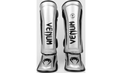Kojų ir blauzdų apsaugos Venum: Venum Elite Standup Shinguards - Silver/Black