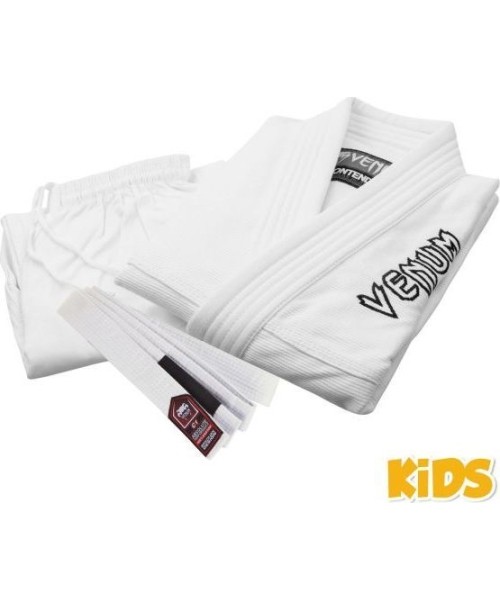 Jiu Jitsu Kimono Venum: Venum Contender Kids BJJ Gi (Free white belt included) - White