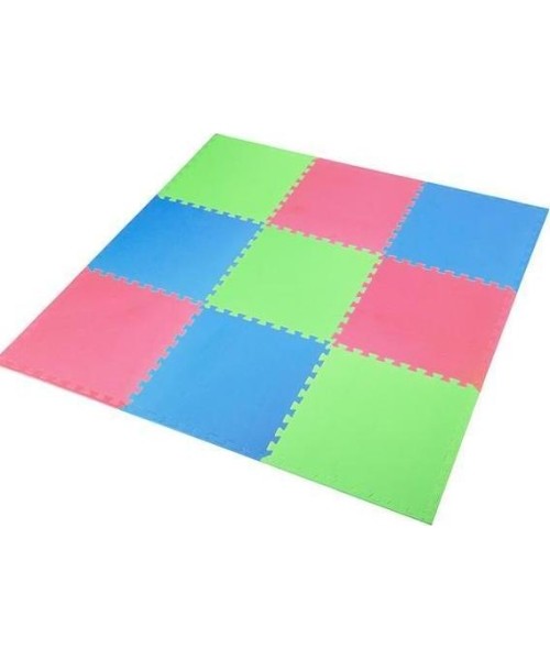 Čiužiniai sportui One Fitness: Sudedamas kilimėlis treniruotėms One Fitness MP-10, žalias-mėlynas-raudonas, 60x60x1cm, 9 dalys