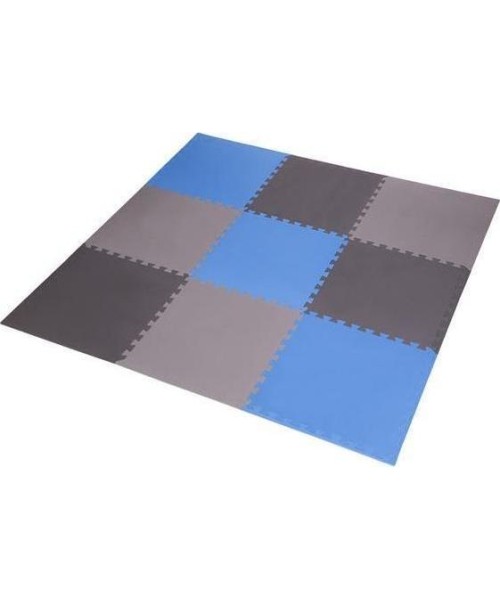 Čiužiniai sportui One Fitness: Sudedamas kilimėlis treniruotėms MP-10 , pilkas-mėlynas, 60x60x1cm, 9 dalys