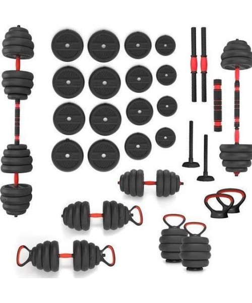 Adjustable Dumbbells HMS: SGN140 (2 DALYS) PRO SET 6IN1 SVARMENŲ RINKINYS 40KG HMS