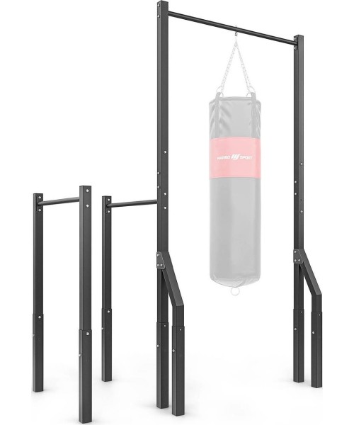 Cross Bars Marbo Sport: Išorinis prisitraukimų baras su maišelio laikikliu ir ilgais turėklais MO-Z2 - "Marbo Sport