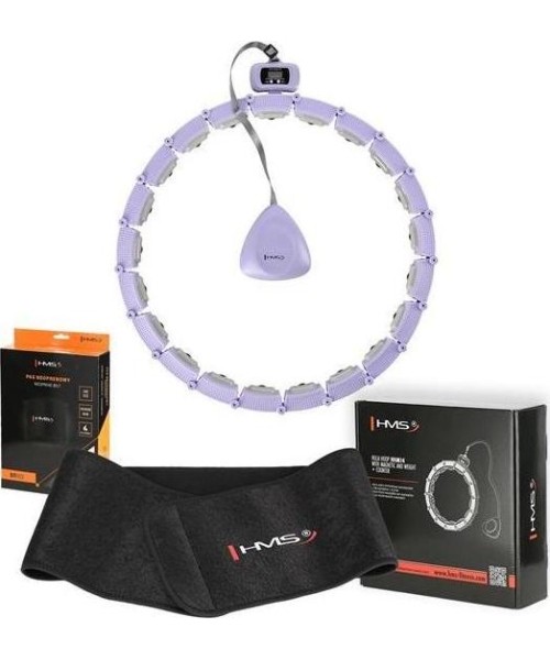 Weight Hoops HMS: SET HULA HOOP MAGNETIC VIOLET HHM14 WITH WEIGHT + COUNTER HMS + WAIST SUPPORT BR163 BLACK