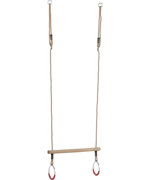 Gimnastikos žiedai KBT: wooden ring trapeze with metal ring