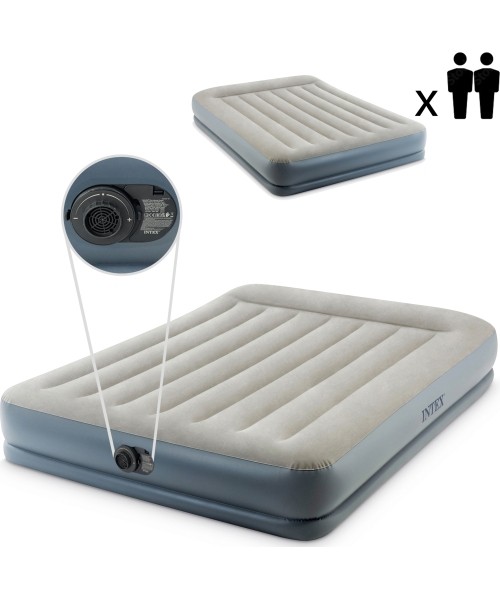 Pripučiami stovyklavimo kilimėliai Intex: Pripučiamas čiužinys 203x152 cm su pompa dviem asmenims Intex 64118ND