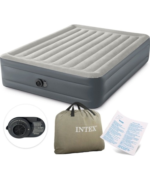 Pripučiami stovyklavimo kilimėliai Intex: Didelis pripučiamas čiužinys 203x152 cm su integruota pompa INTEX 64126