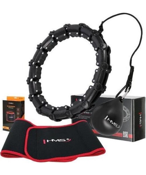 Weight Hoops HMS: SET HULA HOOP HHW02 BLACK WITH WEIGHT HMS + WAIST SUPPORT BR163 RED
