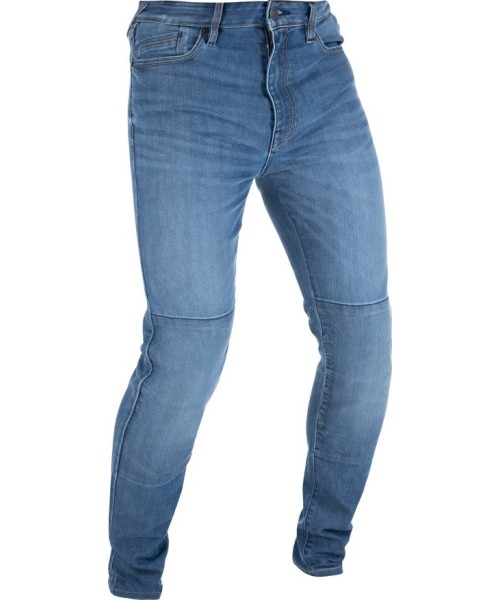 Vyriški motociklininko džinsai Oxford: Men’s Motorcycle Jeans Oxford Original Approved CE Slim Fit Rinsed Wash Mid Blue