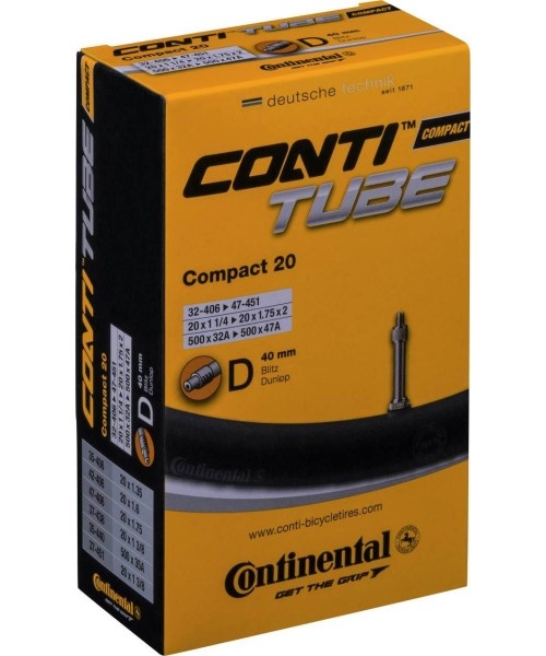 Gloves & Helmets & Accessories : Dviračio padangos kamera Continental Compact 20, 32/47-406/451, Dunlop ventilis
