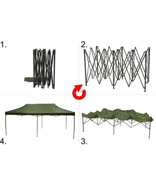 Party tent scissor 3x6m green WATERPROOF