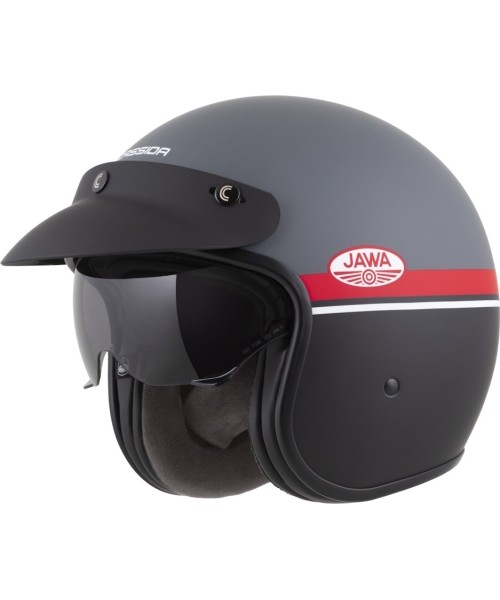 Open Face Helmets Cassida: Motorcycle Helmet Cassida Oxygen Jawa OHC 2.0 Matte Gray/Red/Black/White