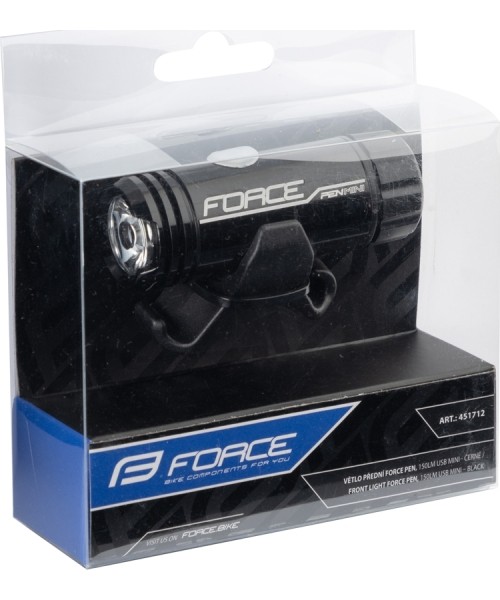 Priekinis žibintas FORCE PEN MINI 150LM USB mini (juoda)