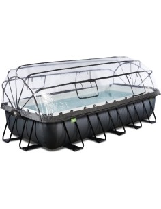 EXIT Black Leather pool 540x250x100cm with sand filter pump and dome - black