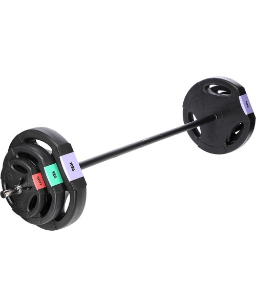 Grifų su svoriais komplektai HMS: 3 dalių hantelių ir štangų rinkinys HMS SGSP60 62kg