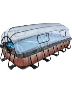 EXIT Wood pool 540x250 cm with dome and sand filter pump - brown Framed pool Rectangular 12600 L