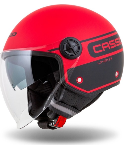Scooter Helmets Cassida: Motociklininko šalmas Cassida Handy Plus Linear Pearl Matte Red/Black