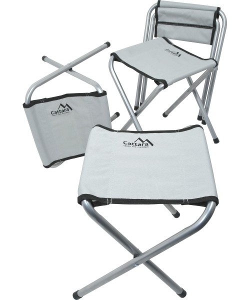 Foldable Camping Table + 4x Chairs Cattara Double - Gray