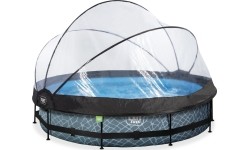EXIT Stone pool ø360x76cm with dome and filter pump - grey
