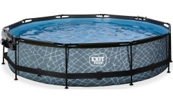 EXIT Stone pool ø360x76cm with dome and filter pump - grey