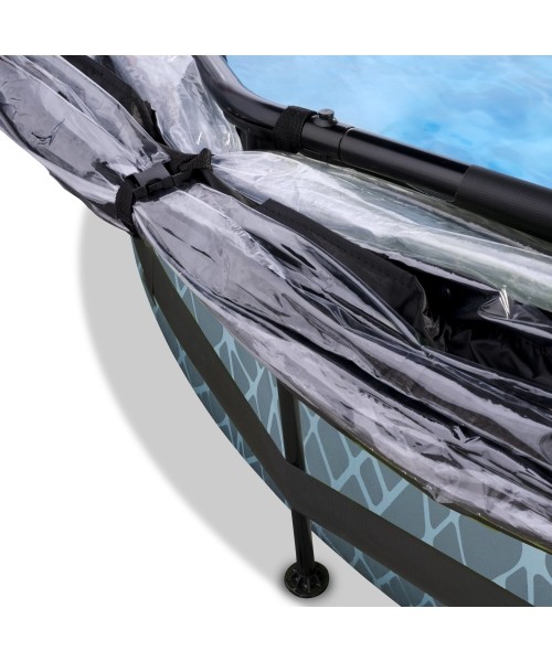 EXIT Stone pool ø360x76cm with dome and filter pump - grey