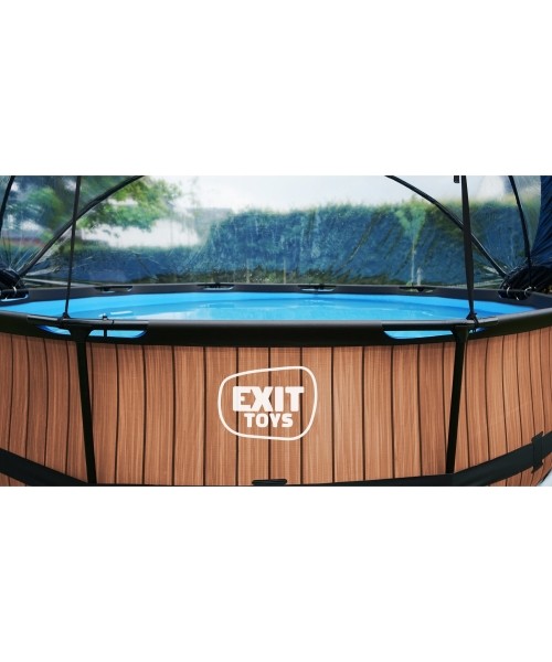 EXIT Stone pool ø360x76cm with dome and filter pump - grey