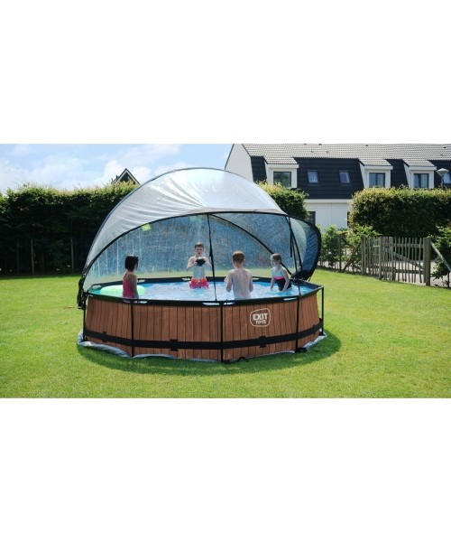 EXIT Stone pool ø360x76cm with dome and filter pump - grey