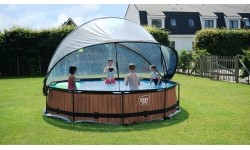 EXIT Stone pool ø360x76cm with dome and filter pump - grey