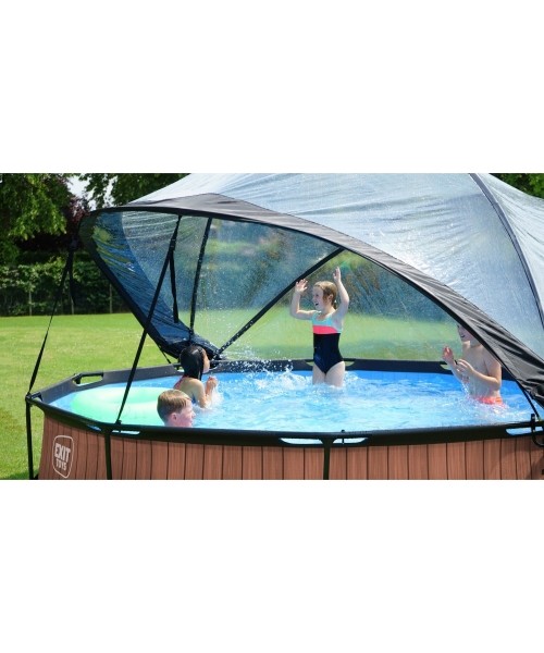 EXIT Stone pool ø360x76cm with dome and filter pump - grey